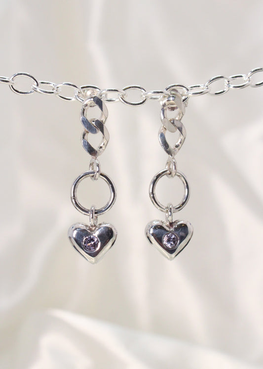 Heart Strings Earrings (Grey Spinel)